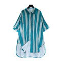 Relaxed fit shirt for women -  summer collection: effortless style, unique design, loose fit, slimming, casual, irregular striped pattern with hotfix rhinestone detailing