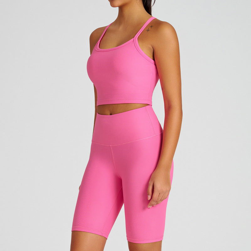 new arrival yoga clothes high waist hip lift tummy control slimming look sling beautiful back running sports intimates bra suit for women