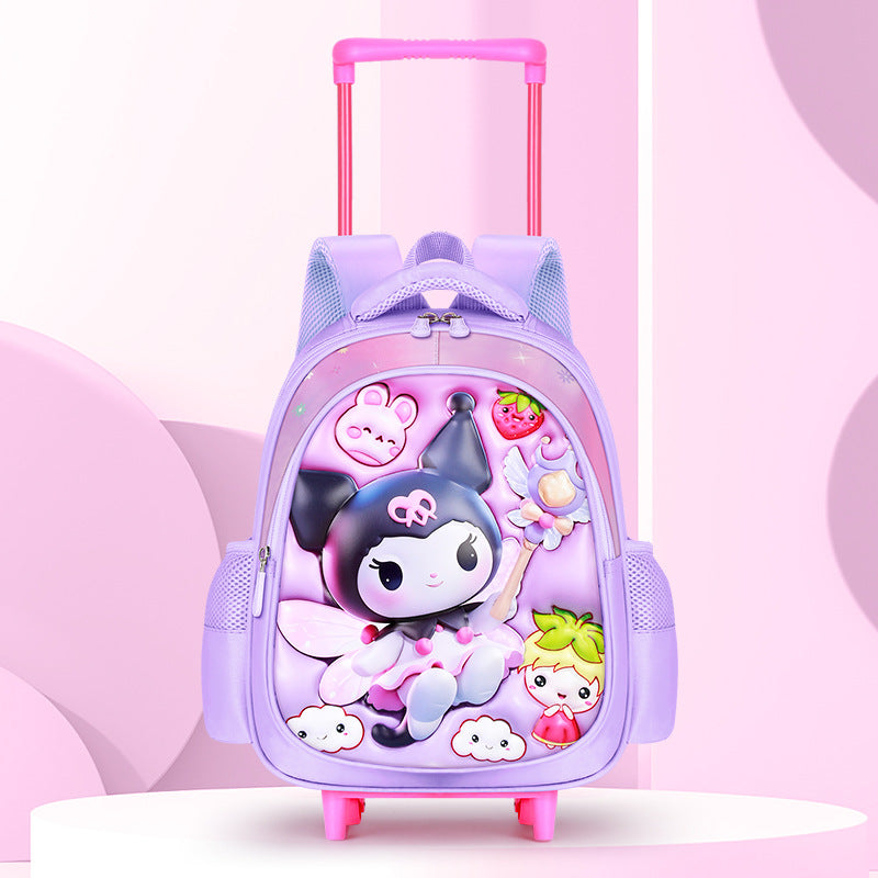 2026 new 3d dinosaur kindergarten trolley backpack - large capacity, lightweight, and easy-push cart backpack