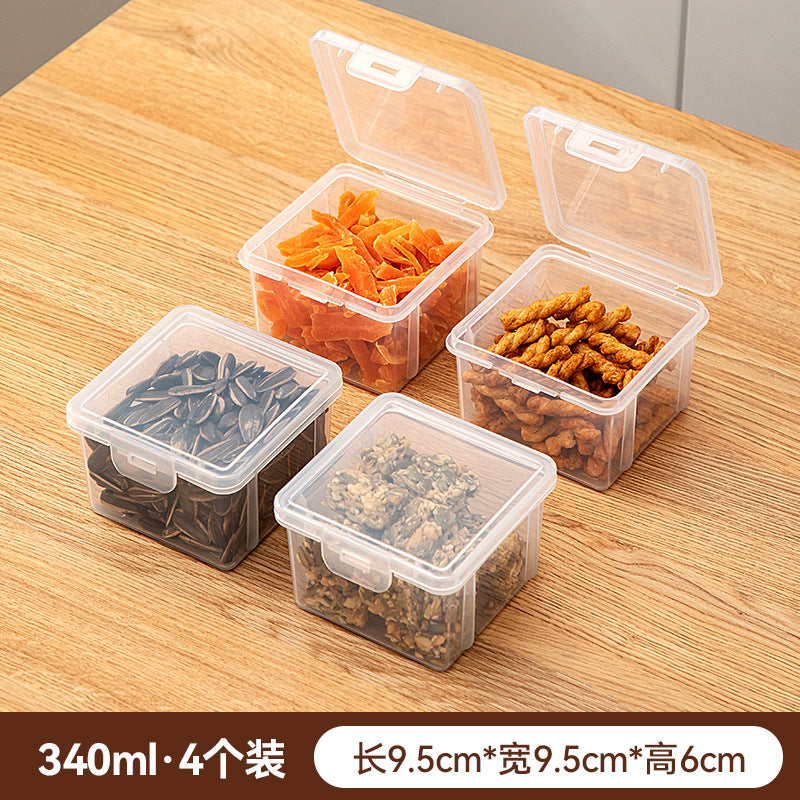Desktop square clamshell storage box Plastic crisper Food grade nut snack storage box Sealed storage box