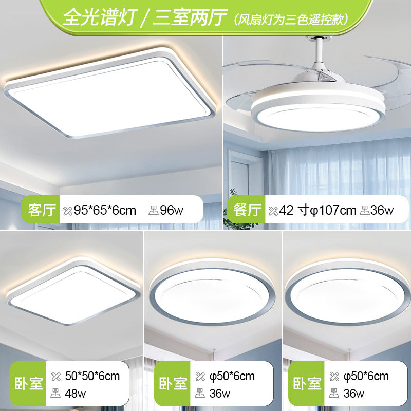 Full spectrum living room light Nordic simple three rooms and two living rooms eye protection ceiling light bedroom room light whole house lighting package