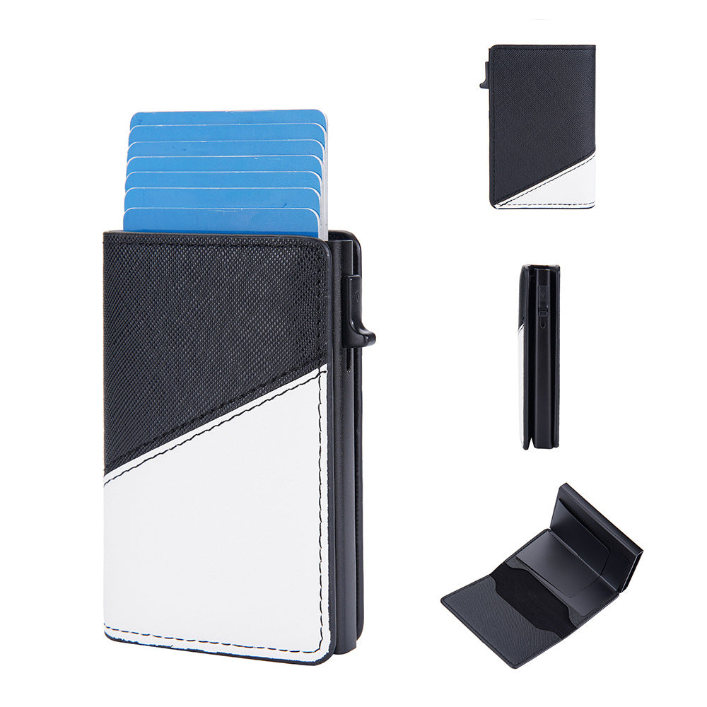 Baellerry's new men's contrasting color card bag side push RFID aluminum box card clip anti-magnetic anti-theft brush bank card cover