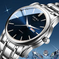 Xiangshiman gold steel watch - stainless steel waterproof quartz watch for middle-aged and elderly men - fashionable men's wristwatch with 2035 movement