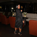 spring/summer chiffon tassel ribbed lace stand collar oversized midi dress