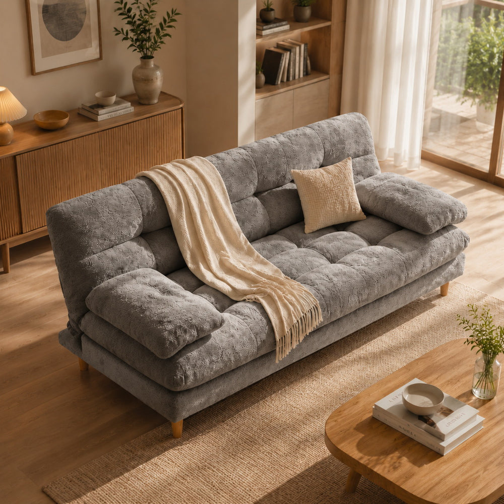 Second-hand style small apartment sofa bed lazy fabric sofa rental house b&b retro multi-person straight row reception sofa