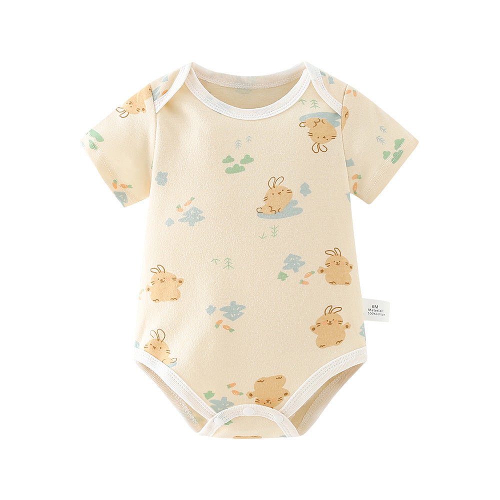 Baby romper - 100% cotton, lightweight summer style - newborn bodysuit, short-sleeve onesie, open-back design for summer