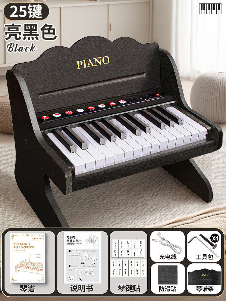 Wooden mini piano - kids' toy, beginner electronic keyboard, small educational instrument for boys and girls, baby and infant birthday gift