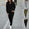cross-border  women's solid color hooded long sleeve sweatshirt & fashionable tapered leg pants two-piece set