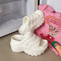 2025 new eva high heel slippers, fashionable chunky sole trendy slippers, 10cm women's slippers for outdoor wear, in-stock ins style