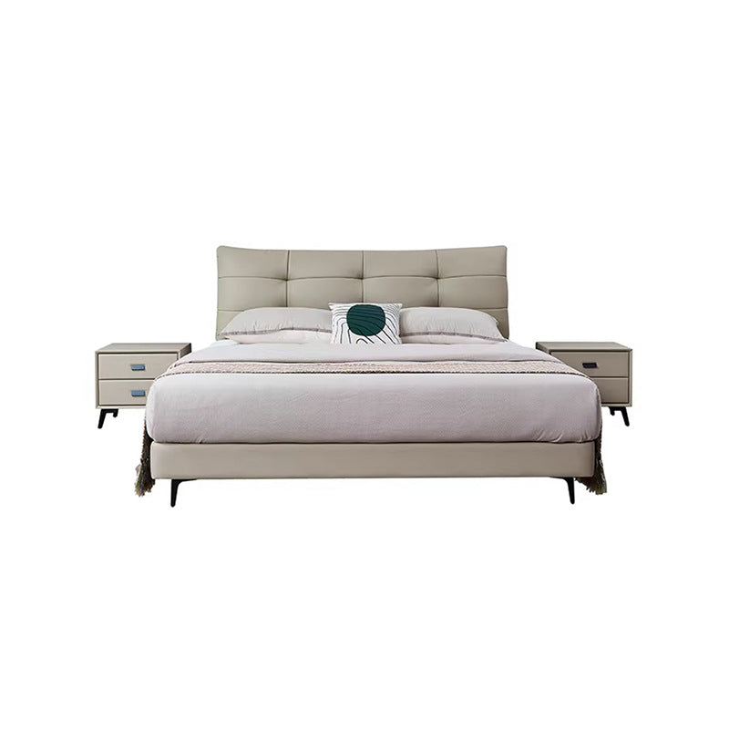 Puff fairy italian normcore genuine leather bed master bedroom cream style soft bag wedding bed classy first layer cowhide double bed
