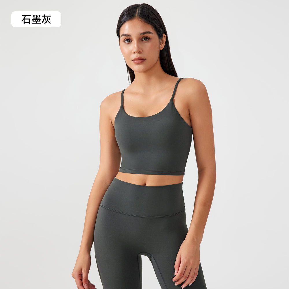 New women's sports tank top bra - built-in cup, shockproof, push-up, side boob coverage, beautiful back, fitness yoga bra ag002