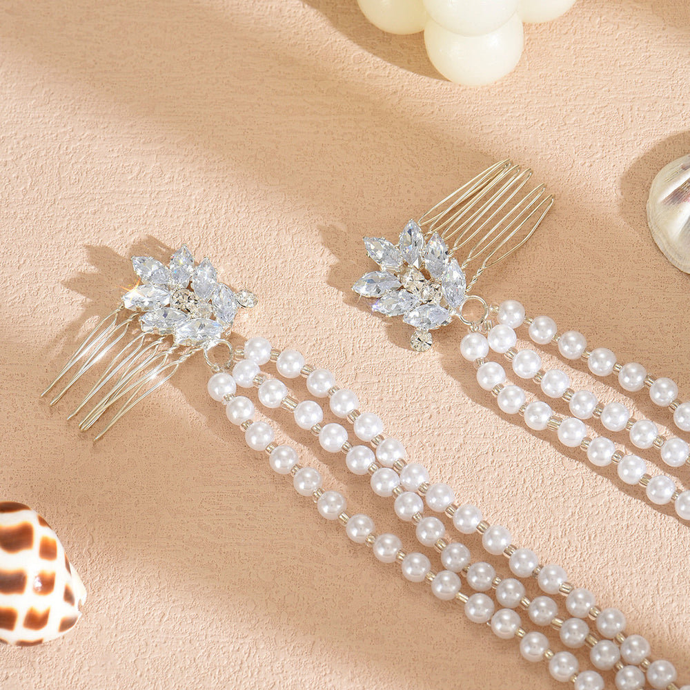 Wholesale hair clips: new european and american cross-border styles - pearl hair accessories, unique high-end jewelry, diamond-studded leaf hairpins, hair accessories for women