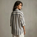 european and american cross-border  independent station spring, summer and autumn new women's clothing striped lapel loosefashion pullover women