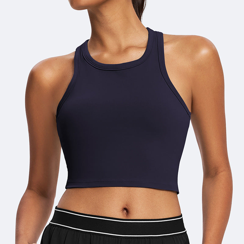 European and american cross-border women's compression sports tank top - activewear, quick-dry fitness yoga top, barely-there yoga tank