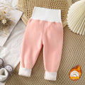 Kidsheattech pants baby fleece-lined long johns fall and wintergirl boys thickened high waist belly pants baby bottom pajamas