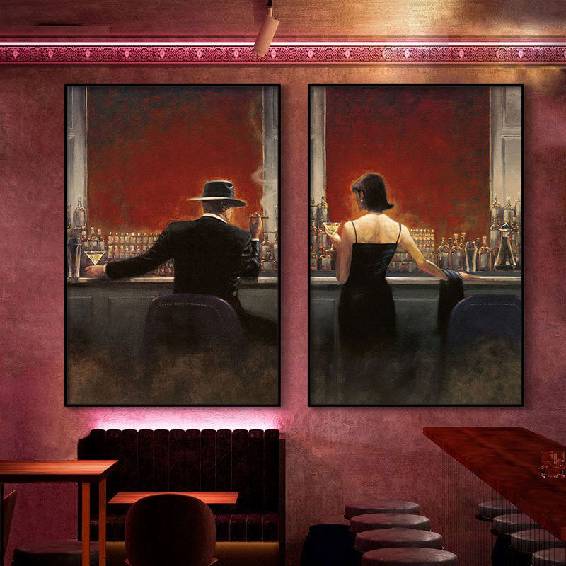 Bar decorative painting industrial style retro beautiful woman ktv box dance hall clear bar background wall painting creative painting