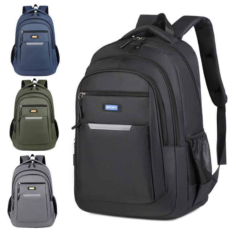 Reflective strip new backpack universal college bag simple large capacity travel backpack men's high sense