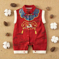 Red full moon baby boy clothes summer jumpsuit boy 100-day banquet 100-year-old banquet baby one-year-old catch zhou dress