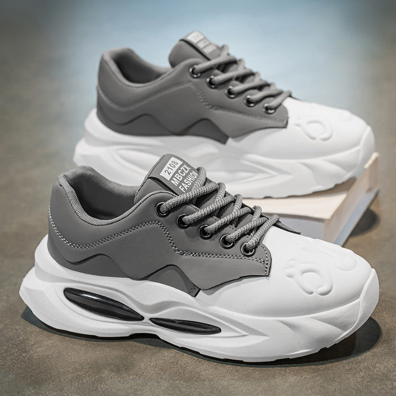 Men's shoes 2025 spring new thick soleeasiest for matchniche stylefashioncasual youth sports heightening dad shoes men