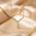 Hot-selling japanese and korean style cubic zirconia teardrop necklace. lightweight luxury, niche design, high-end and elegant, non-tarnishing choker for women