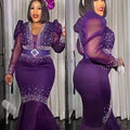 new european and american style sexy rhinestone embellished bodycon dress african women's plus size  floor-length maxi dress