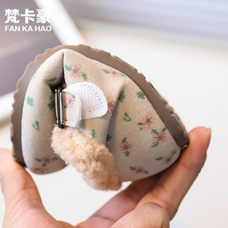 Autumn winternew arrivalkids shoes fleece-linedthickened cotton shoes fashion baby soft bottom birkenstock shoes k-stylekids toddler shoes