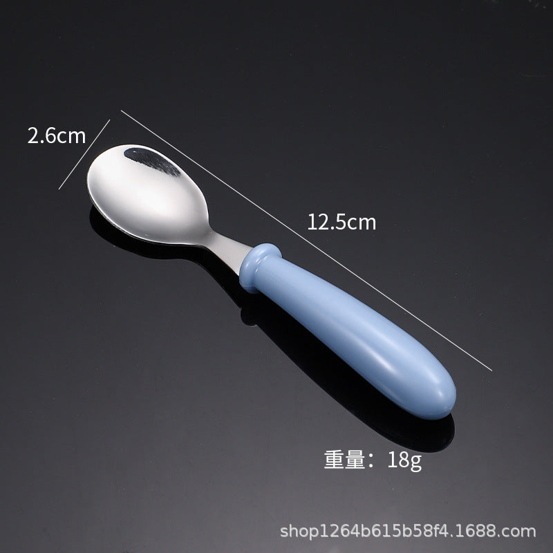 Cross-border 304 stainless steel children's tableware spoon fork box three-piece set baby feeding tableware mother and baby gifts