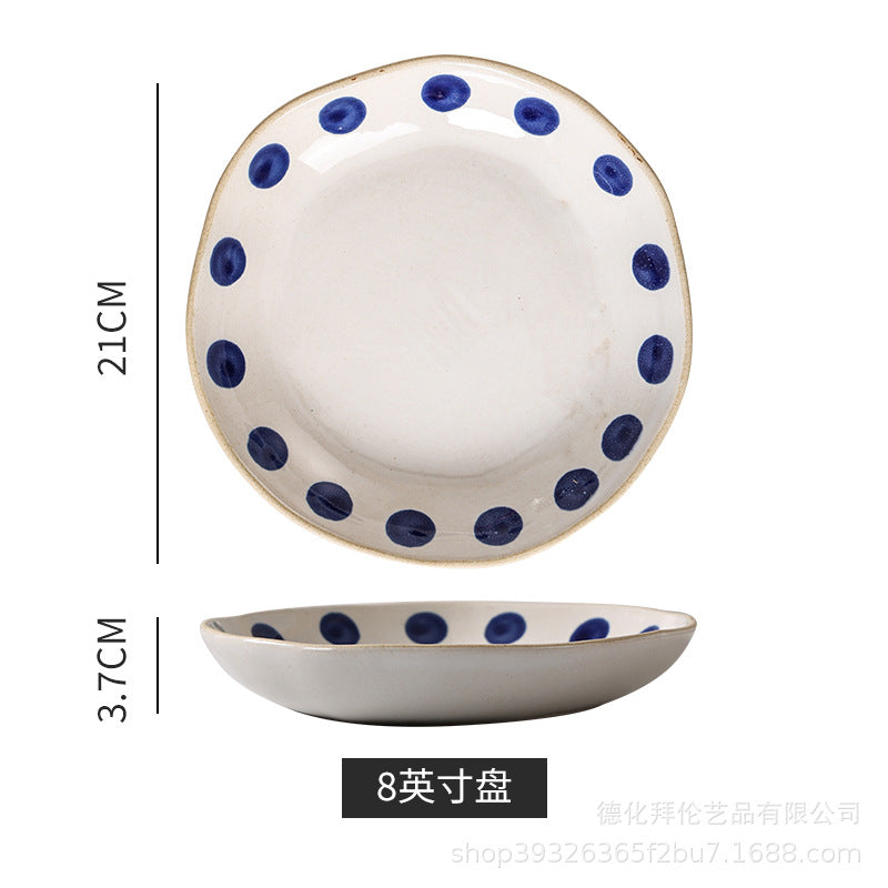 Influencer-style retro creative stoneware dinner plate - ceramic dinner plate, salad plate, steak plate for home use - wholesale