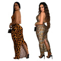 C6982 cross-border   independent station fashionable women's wild leopard print color dress long skirt