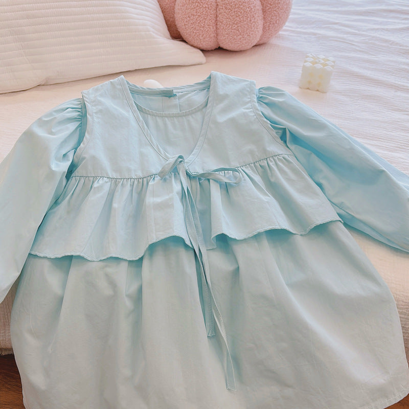 Girls' shirt dress - new spring/autumn collection - stylish princess dress for little girls - pure cotton skirt - solid color, cute for babies