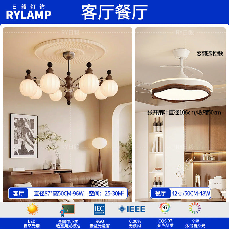 French antique living room chandelier retro high-end solid wood designer bedroom dining room art Zhongshan lighting