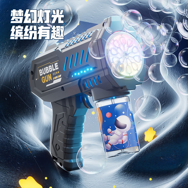 Influencer-approved space bubble machine - 10-hole handheld gatling automatic bubble toy - kids' bubble gun - wholesale for street vendors