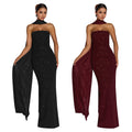 C7635 cross-border   fashion women's sexy bandeau sparkly bodycon slit dress
