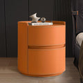 Creative design bedside table solid wood saddle leather  new modern minimalist light luxury high-end bedroom