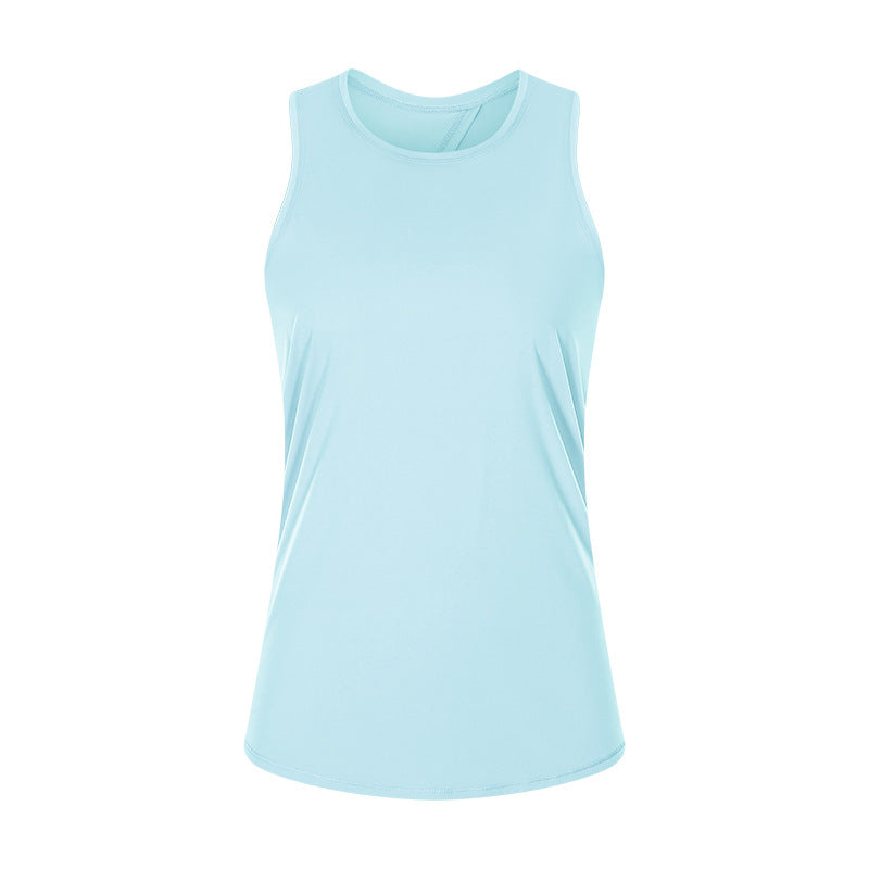 Spring/summer new arrival: barely-there feel, skin-friendly tie-up tank top - women's slit-back, loose-fit, breathable running sports cover-up s2027