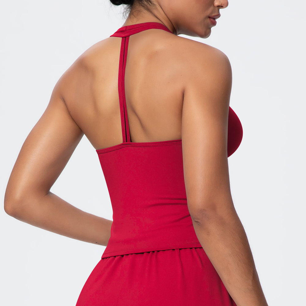 New arrival cross-border pure color brushed quick-drying tight back v neck sports intimates running fitness yoga clothes suspenders for women