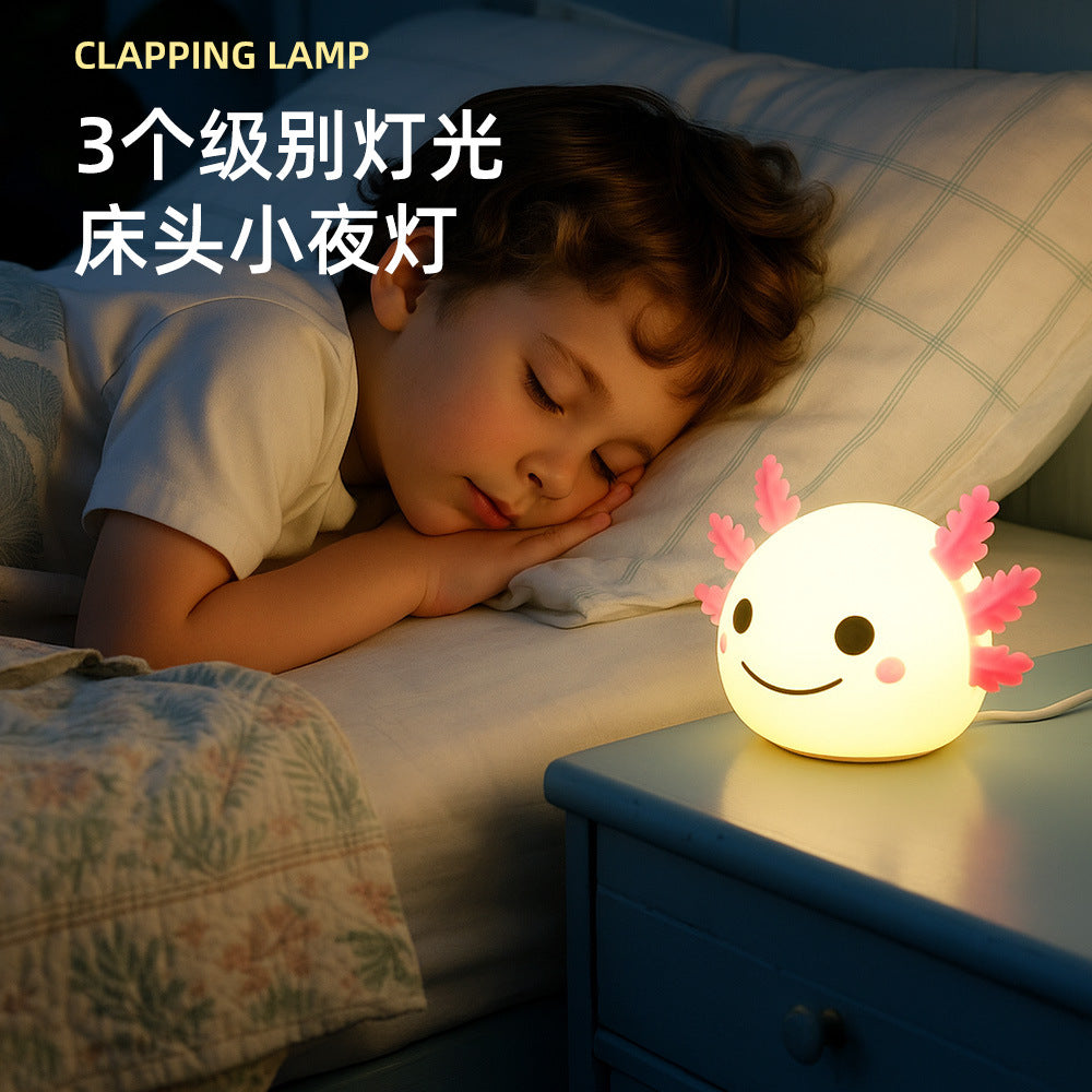 Creative silicone pat light, salamander night light USB charging, bedroom with 30 minutes of soft light eye protection night light