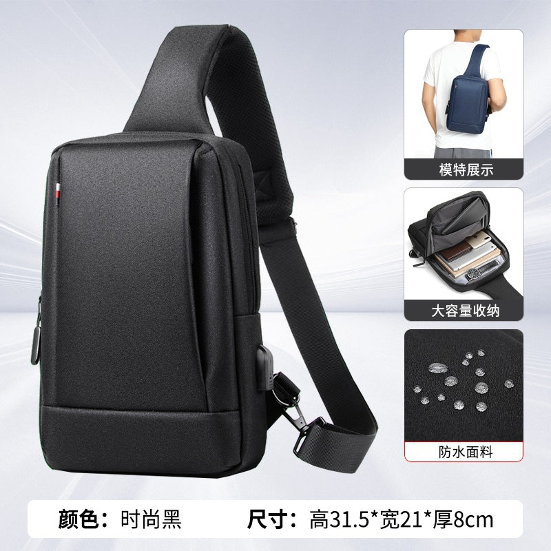Cross-border fashion men's breast bag high-end casual women's shoulder messenger bag trendy travel chest bag waterproof shoulder bag