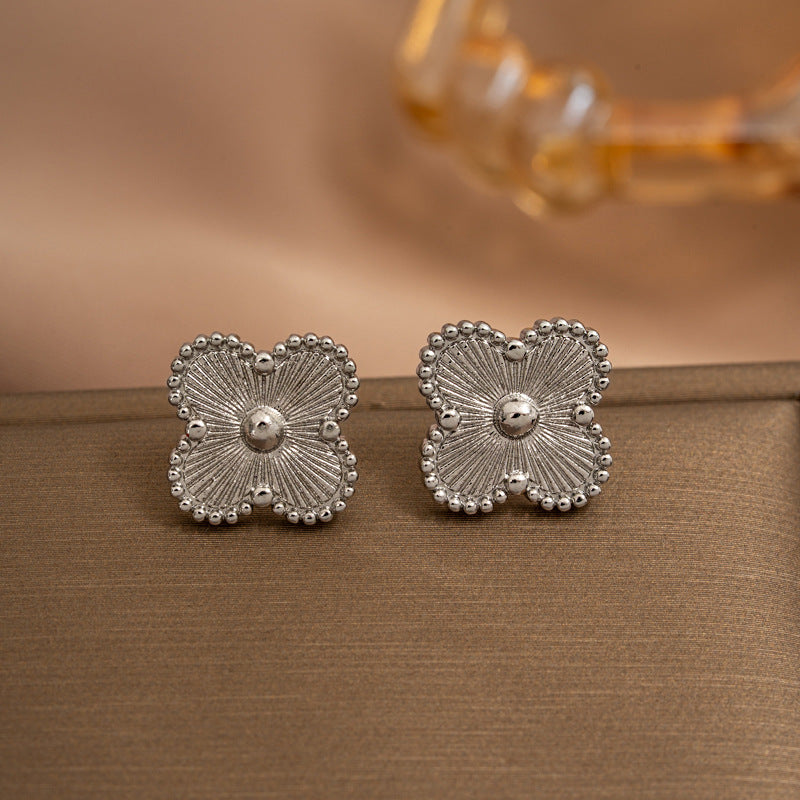 fashion elegant four-leaf clover earrings personalized zircon flower classy earrings niche styleaccessible luxurynew arrival earrings