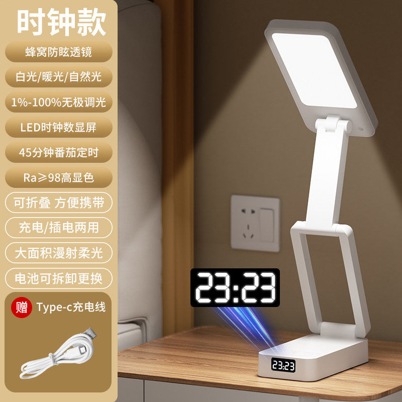 Clip-on desk lamp - eye protection, study-focused, rechargeable/plug-in, long battery life, ideal for student dorms, reading, and desktop use