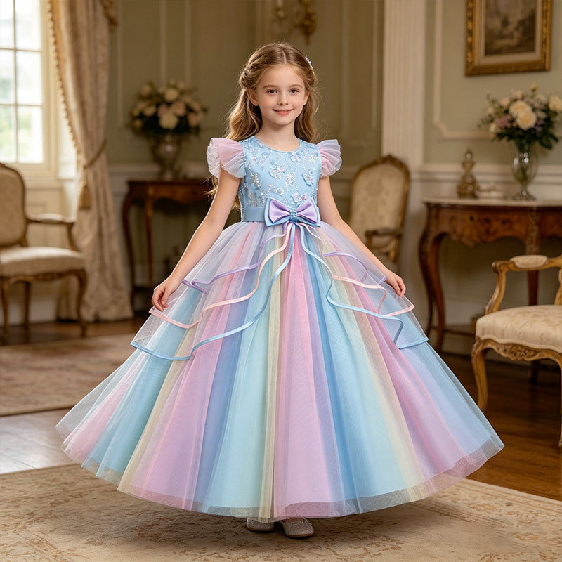Amazon kids' formal dresses, tulle flower girl dresses, wedding dresses, hostess dresses, runway dresses, color gradient princess dresses - in stock & wholesale