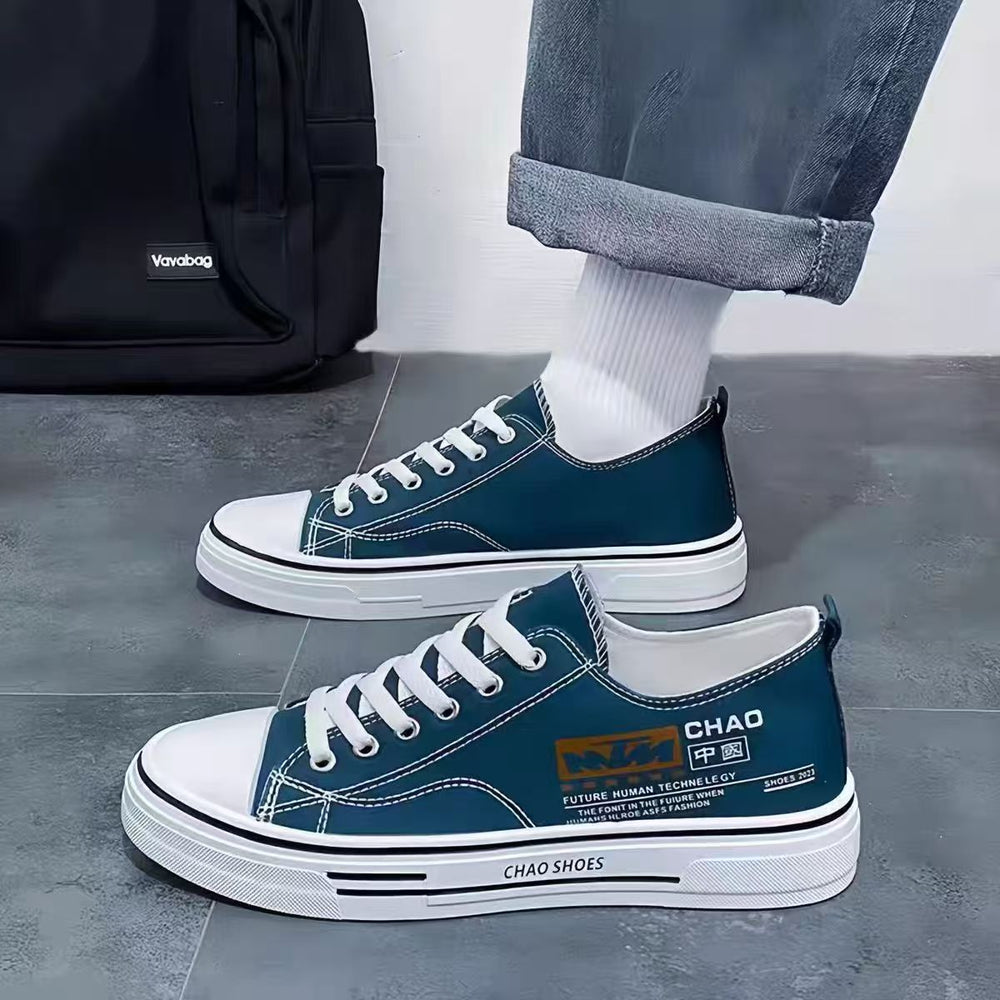 Men's korean style winter 2025 new versatile athletic casual lightweight men's skate shoes wear-resistant breathable canvas trendy sneakers
