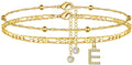 export hot-selling 26-letter anklet, zircon letter anklet, minimalist fashion seed bead cuban double-layer anklet