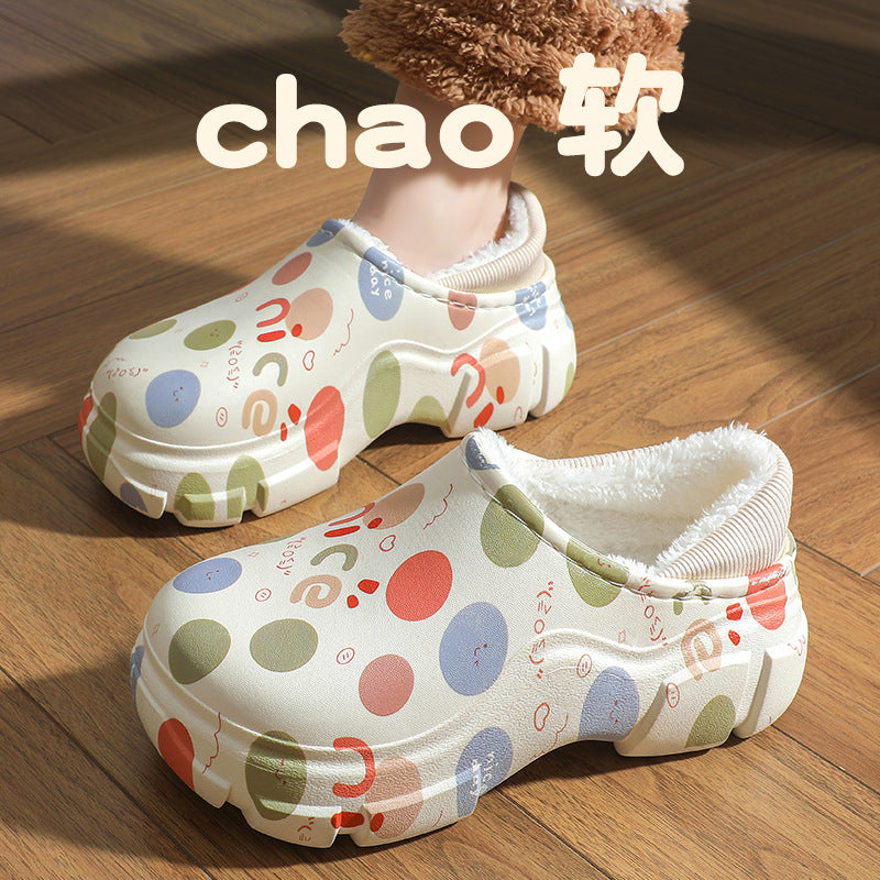 2025 winter new cute cotton slippers - soft sole, closed heel, warm, non-slip, thick sole, suitable for pregnant women, postpartum care, and surgical cotton shoes