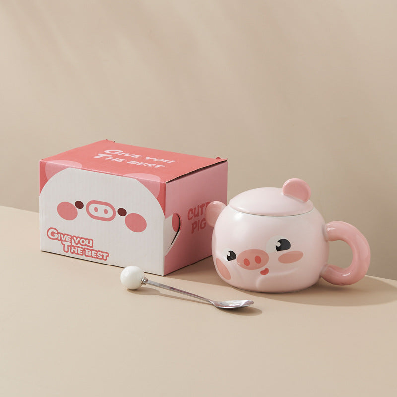 Cute cartoon bear mug with lid - ceramic cup, perfect birthday gift for her, high-value and meaningful souvenir