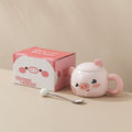 Cute cartoon bear mug with lid - ceramic cup, perfect birthday gift for her, high-value and meaningful souvenir