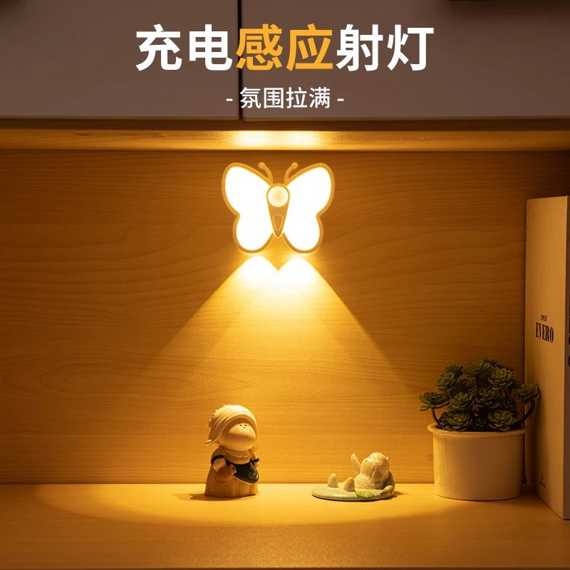 Rechargeable ambient sensor light - no wiring, no drilling, magnetic wireless bedside night light for bedroom