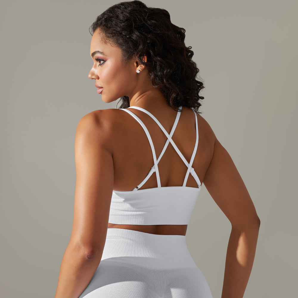 New arrival cross-border fashionpure color beautiful back high elastic yoga clothes four-piece set running sports bra fitness yoga pants for women