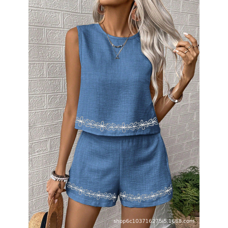 Women's summer casual outfit set - fashionable and minimalist ladies' vacation set - loose fit - new for