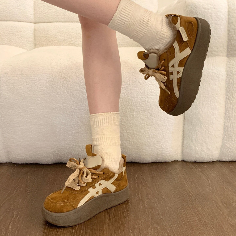 Retro lightweight athletic casual sneakers for women, 2026 new spring hot-selling german army trainers, chunky sole height-increasing lace-up flats